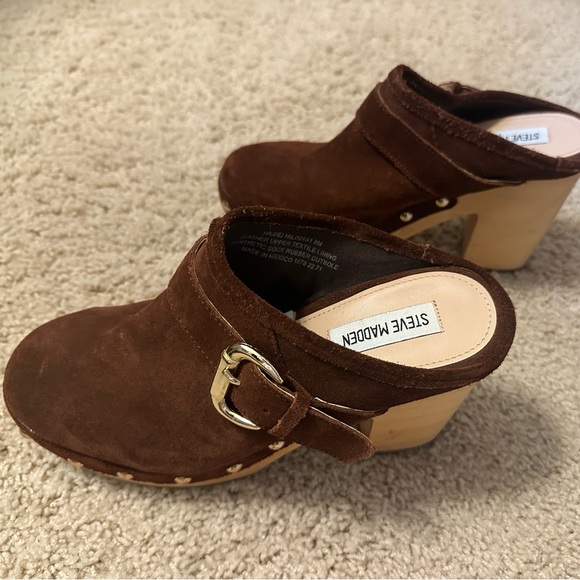 Steve Madden brown suede platform clog shoes 8 - Picture 3 of 6